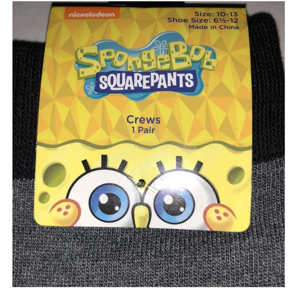 SpongeBob & Patrick Crew Socks 1 Pair Men 6.5-12 Gray Yellow Pink w Bob Pat NEW! - Picture 3 of 11